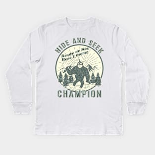 Vintage Worn Bigfoot Hide and Seek Champion Kids Long Sleeve T-Shirt